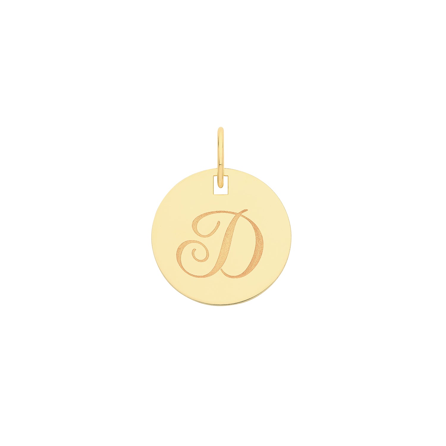 9k Yellow Gold Engraved Initial D Pendant Necklace