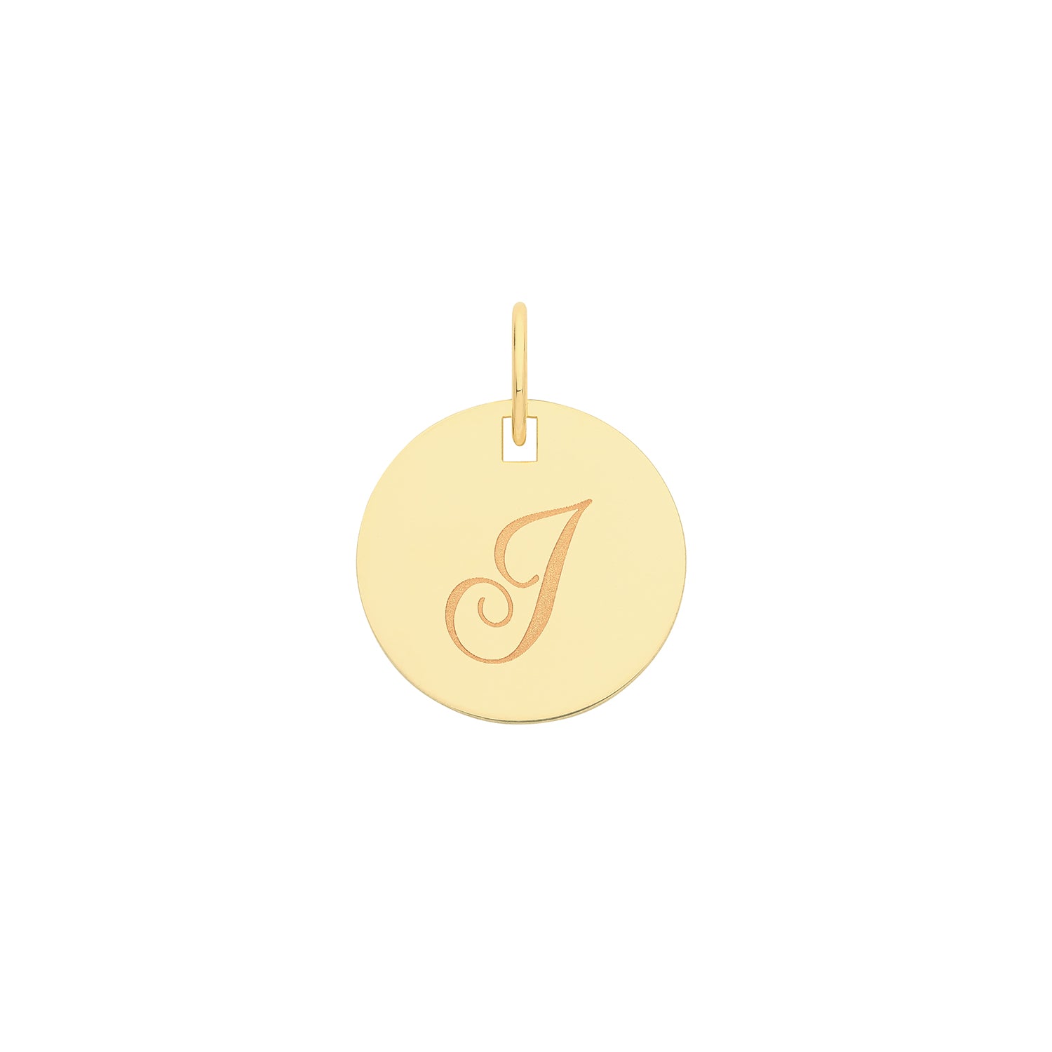 9k Yellow Gold Engraved Initial I Pendant Necklace