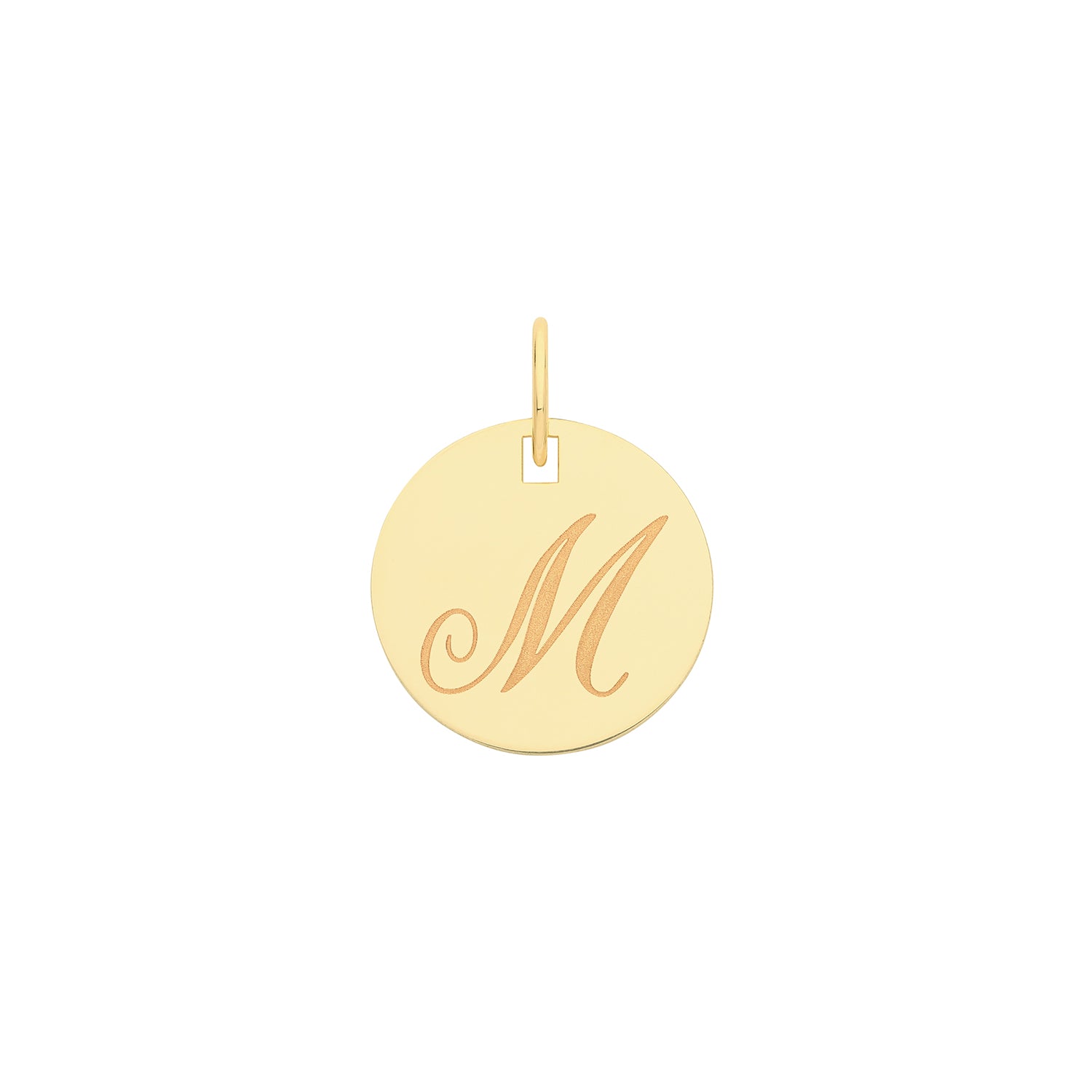 9k Yellow Gold Engraved Initial M Pendant Necklace