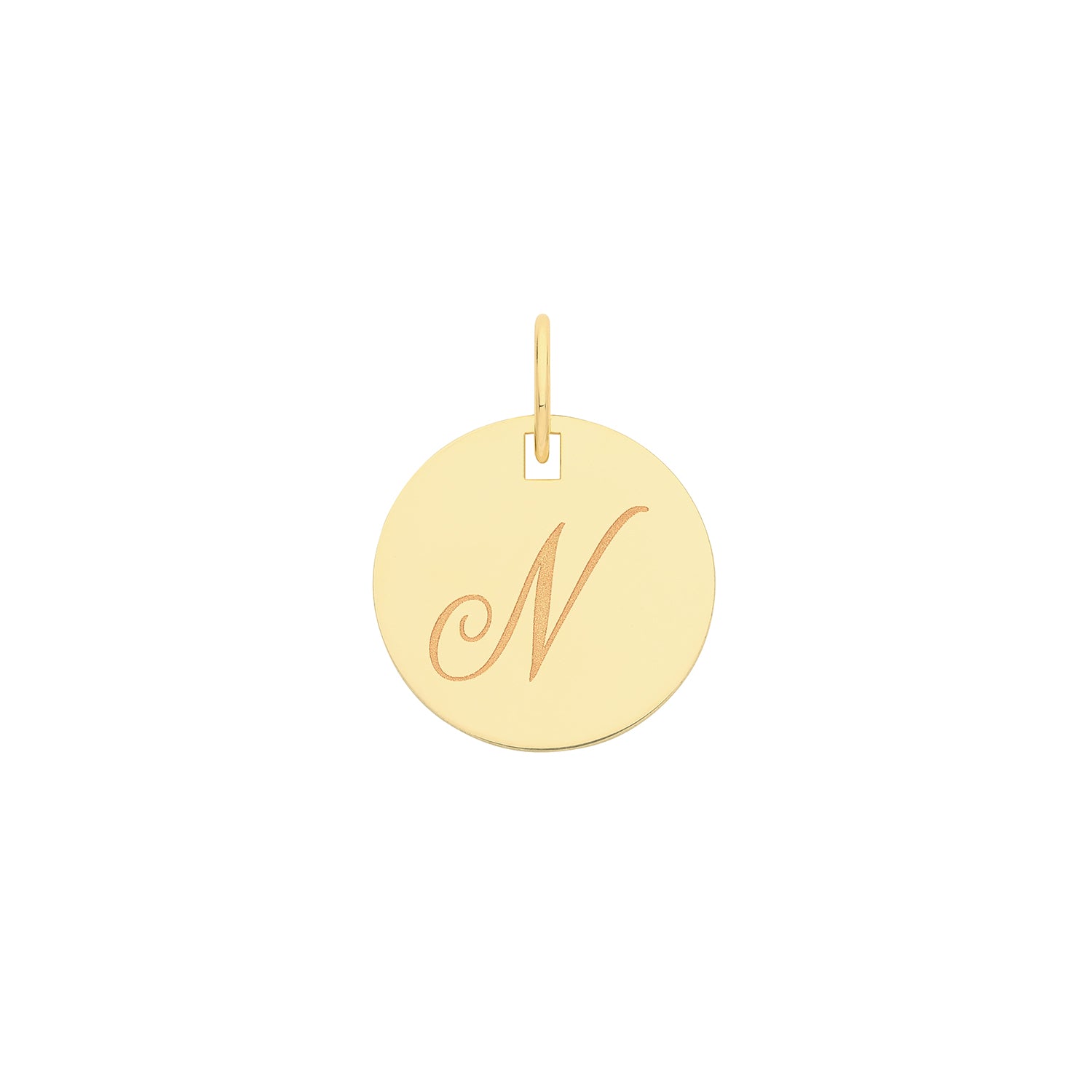 9k Yellow Gold Engraved Initial N Pendant Necklace