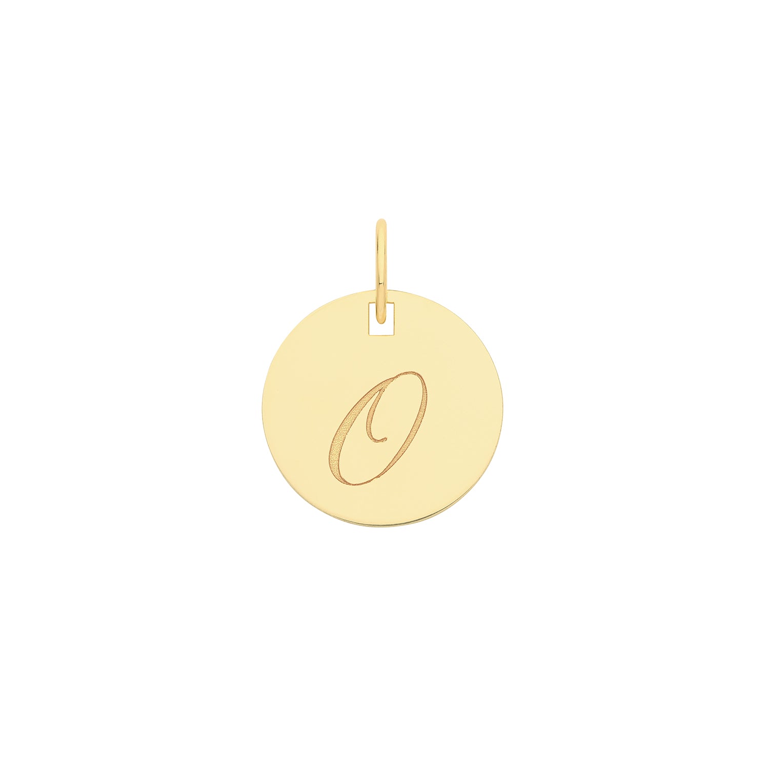 9k Yellow Gold Engraved Initial O Pendant Necklace