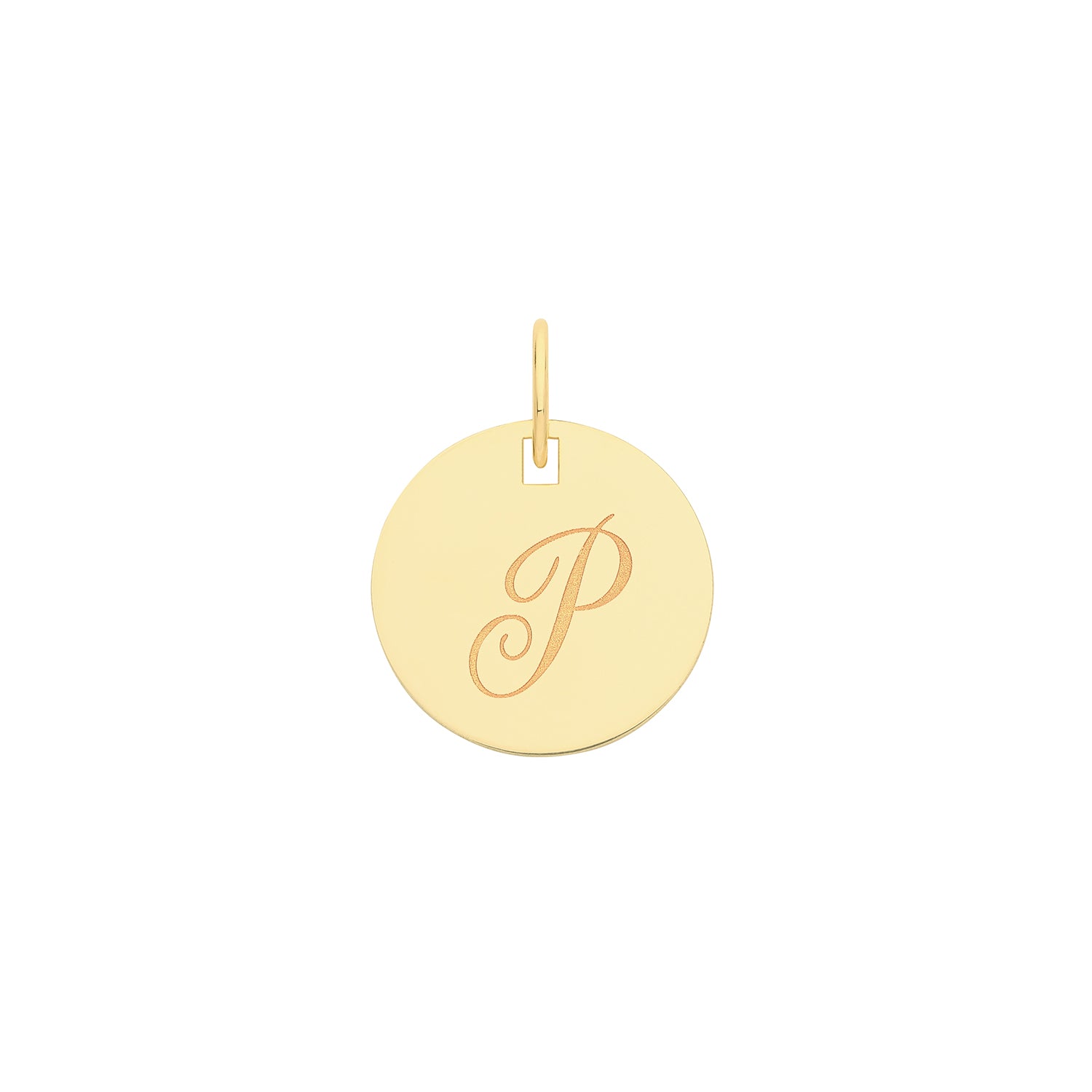 9k Yellow Gold Engraved Initial P Pendant Necklace
