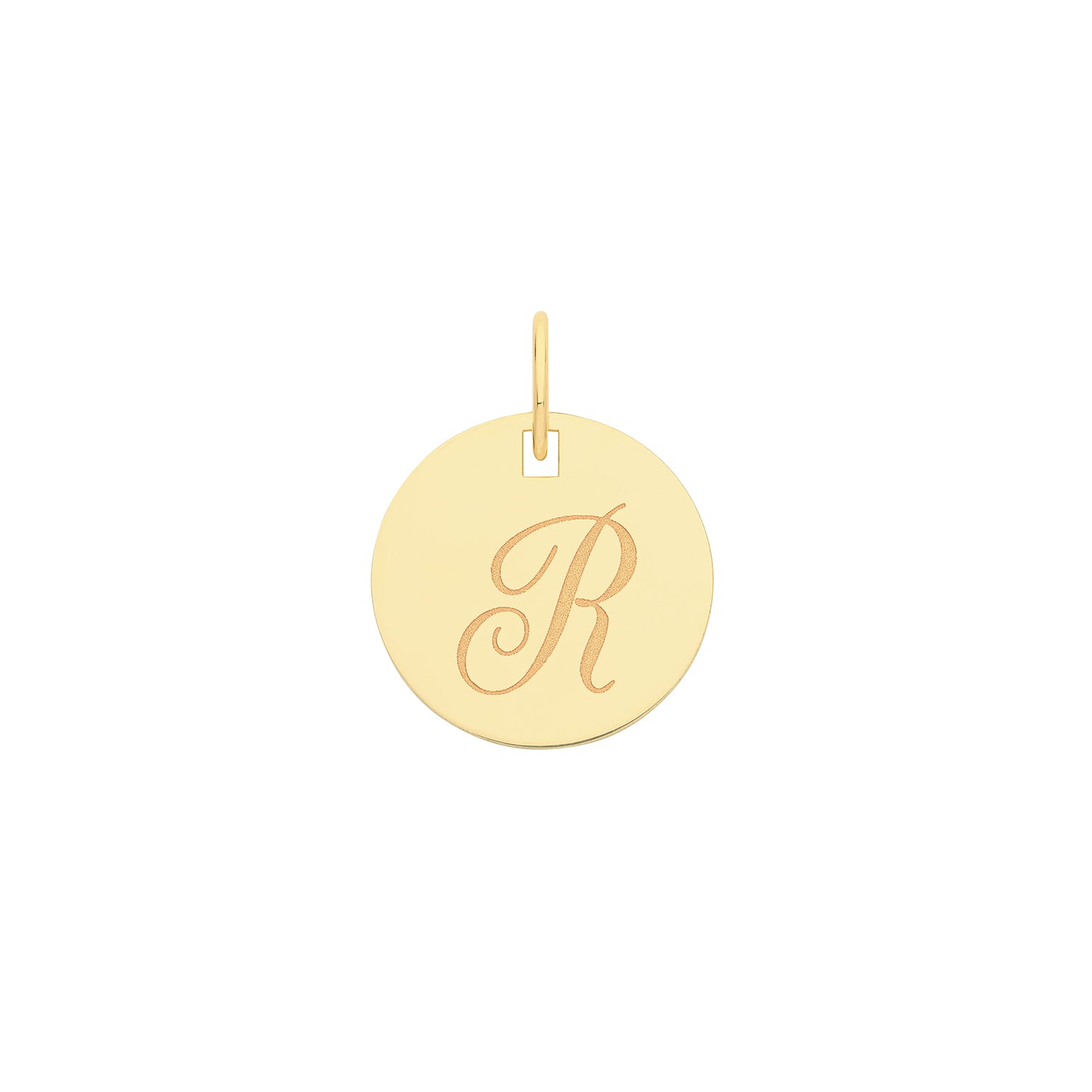 9k Yellow Gold Engraved Initial R Pendant Necklace