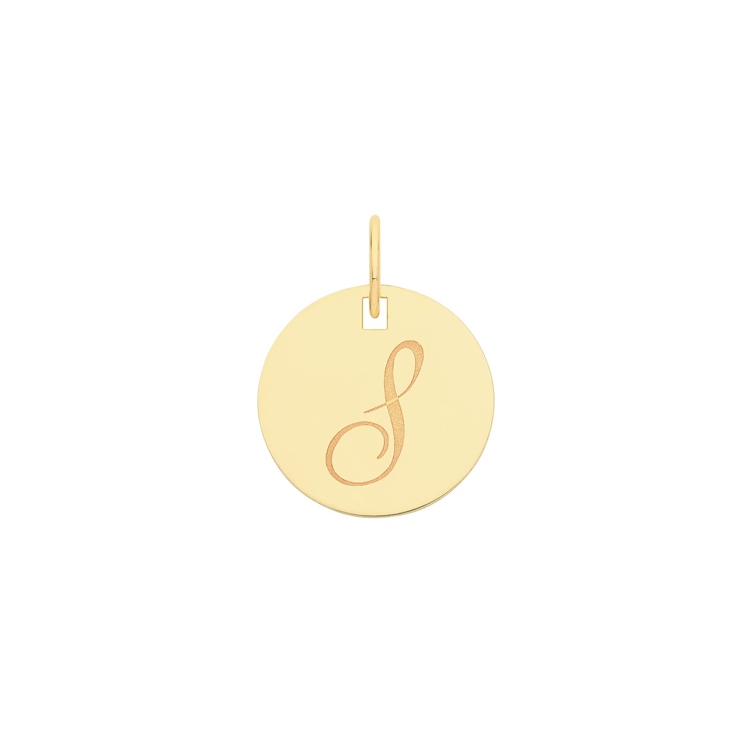 9k Yellow Gold Engraved Initial S Pendant Necklace