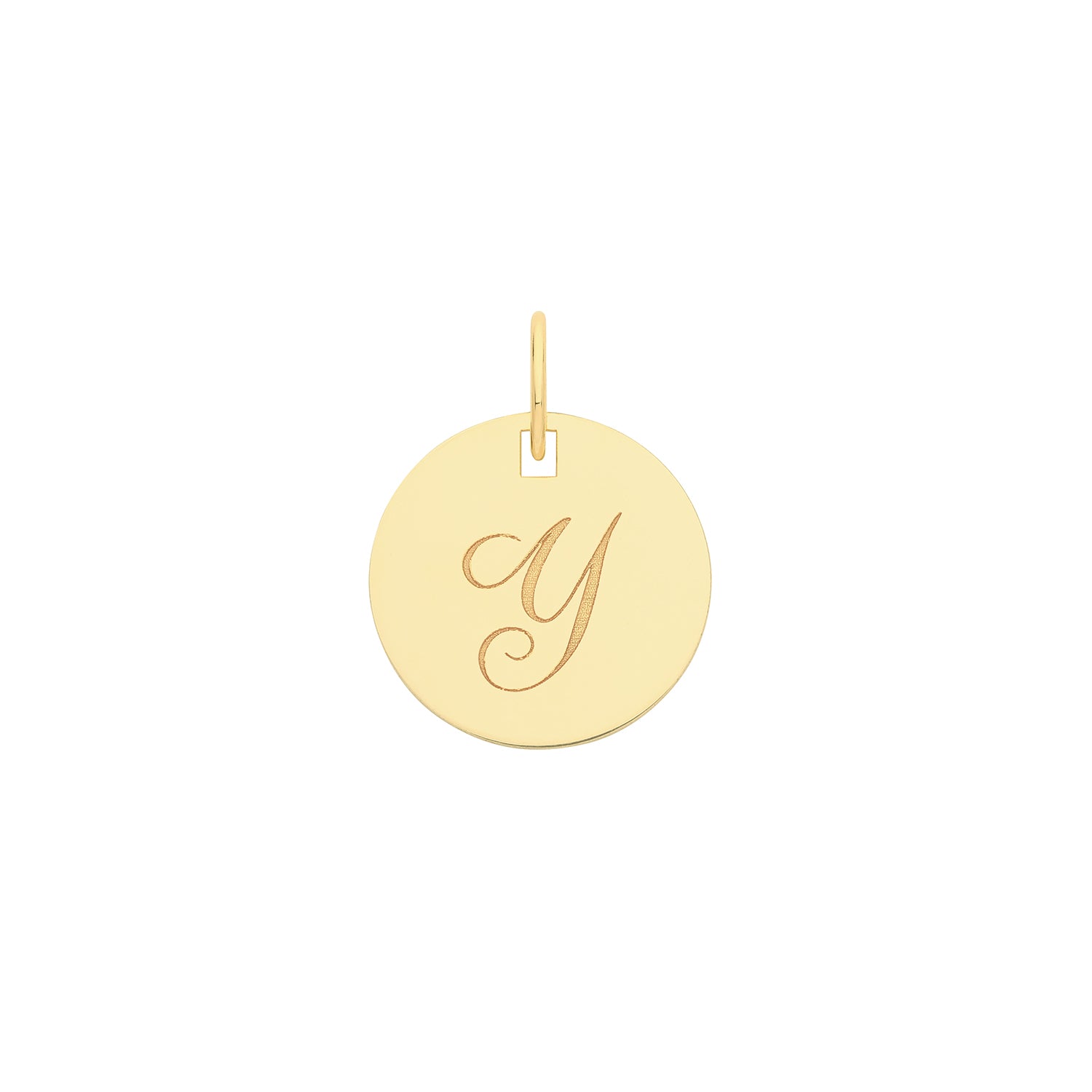 9k Yellow Gold Engraved Initial Y Pendant Necklace