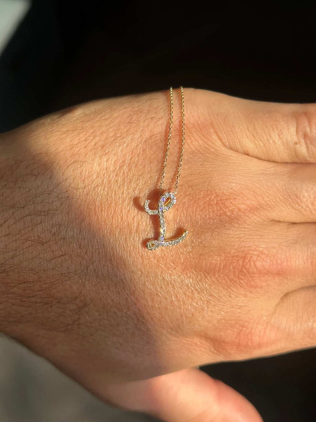 Yellow Gold Diamond Initial Pendant