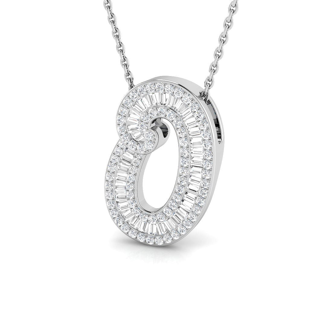 9ct white gold O initial pendant natural diamond