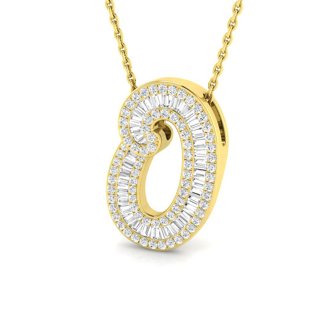 Yellow Gold Baguette Diamond Initials Pendant