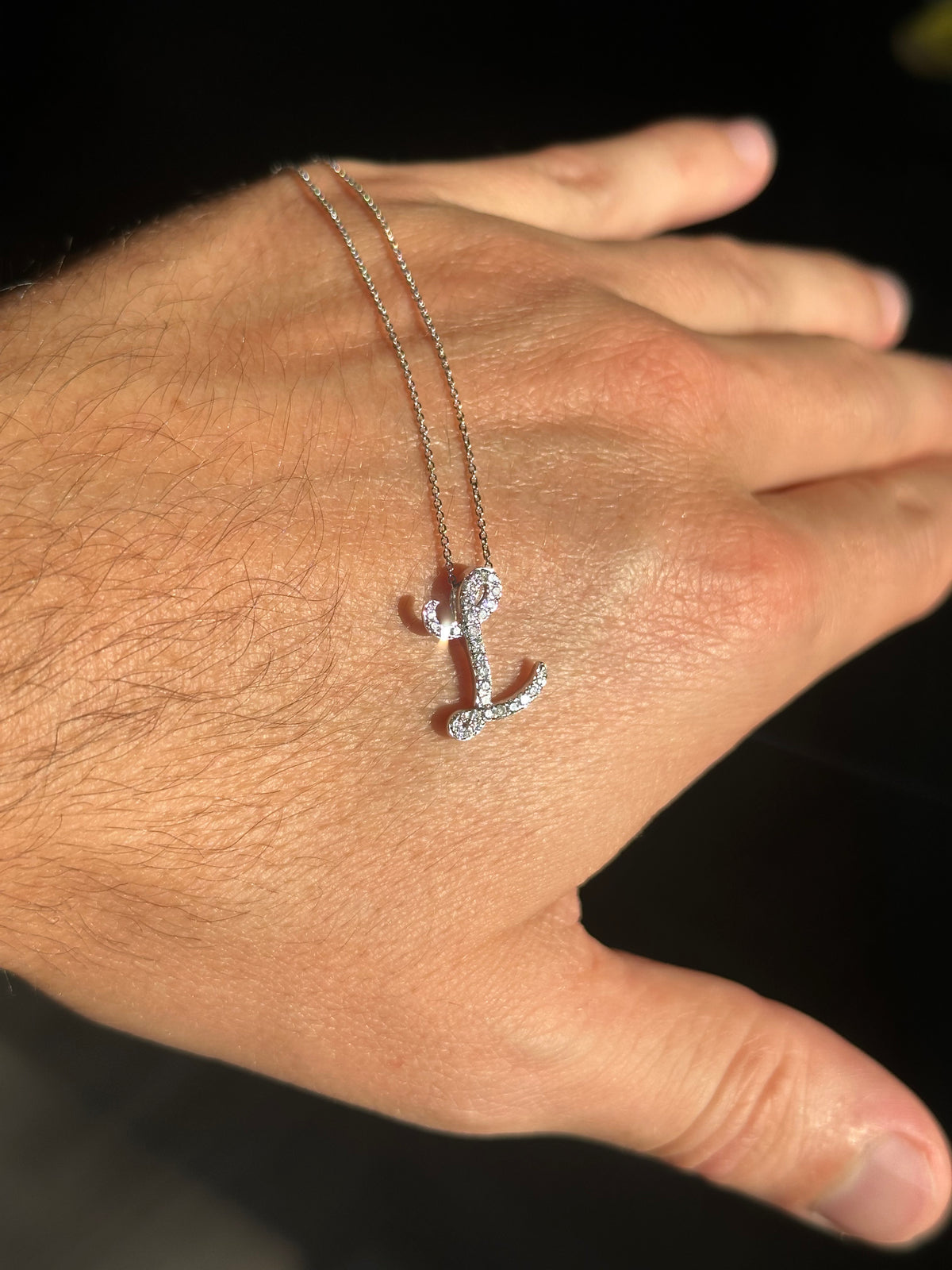White Gold Diamond Initial Pendant