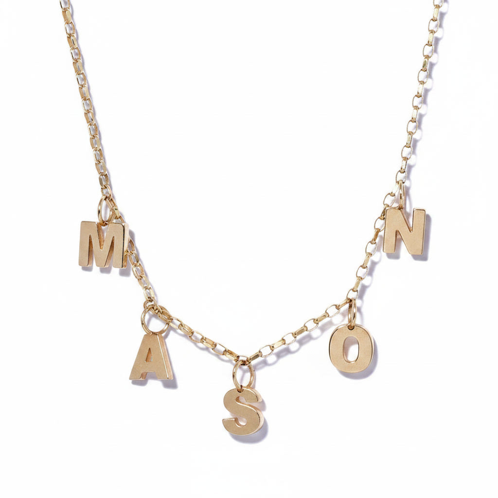 9ct Gold Initial Charm Necklace - Personalised