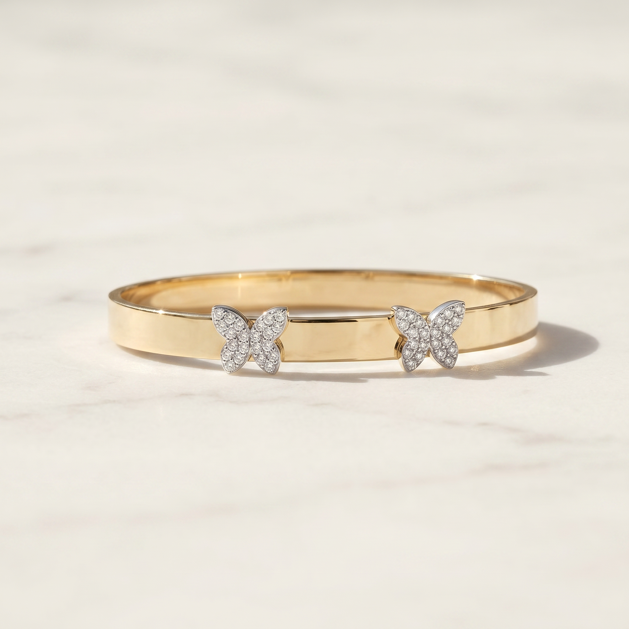 Baby Bangle Double Butterfly Yellow Gold