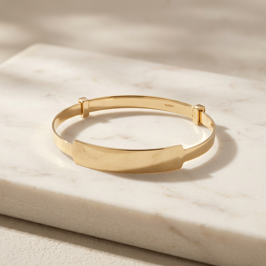 Baby ID Bangle Plain Wide Yellow Gold