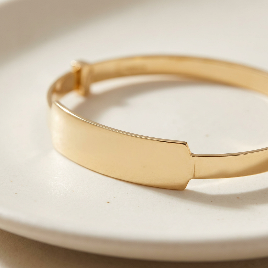 Baby ID Bangle Plain Wide Yellow Gold
