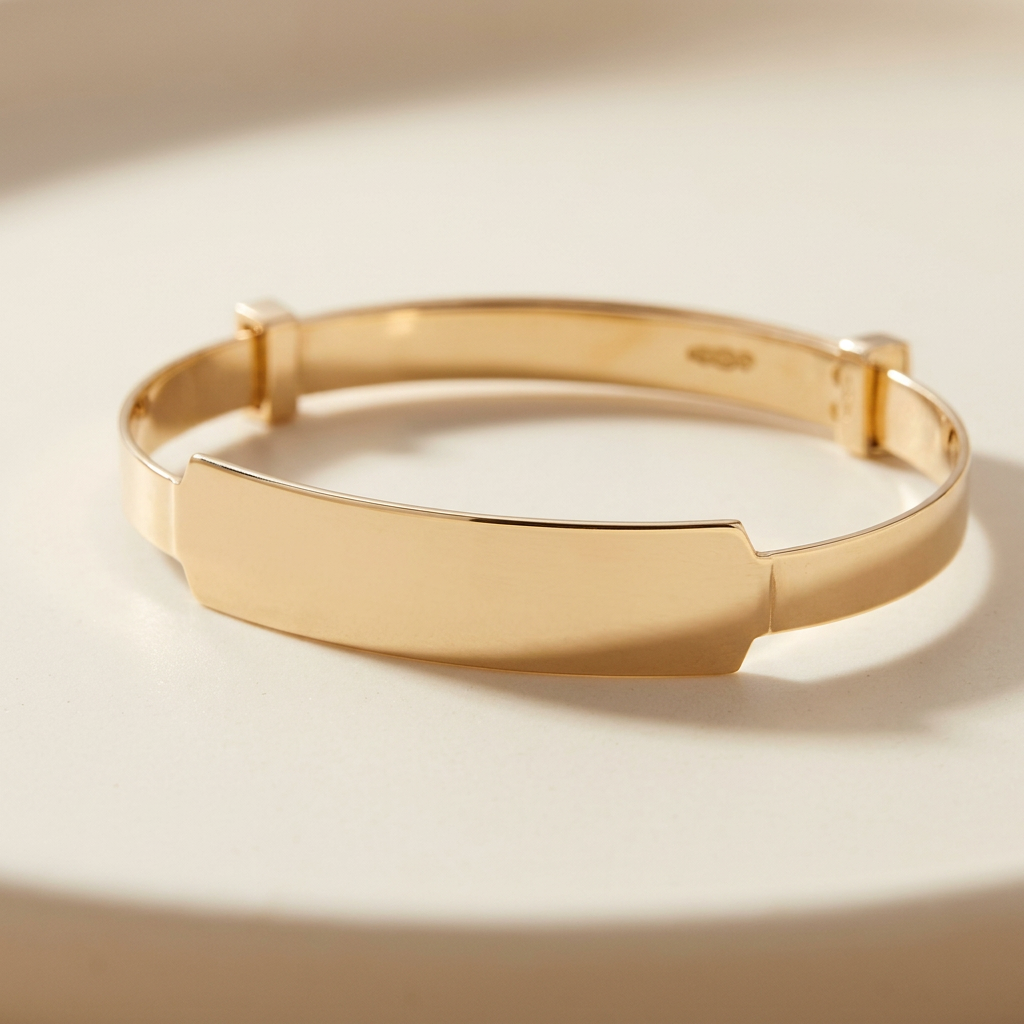 Baby ID Bangle Plain Wide Yellow Gold