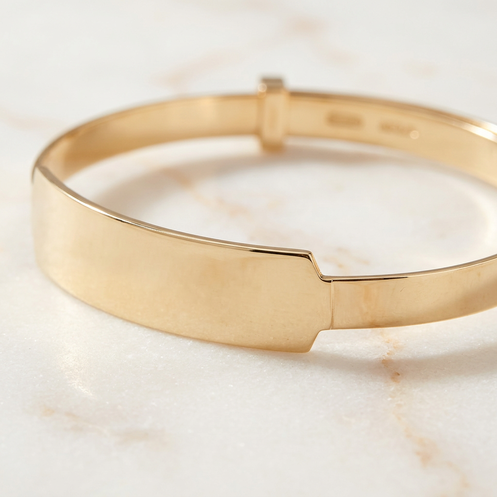Baby ID Bangle Plain Wide Yellow Gold