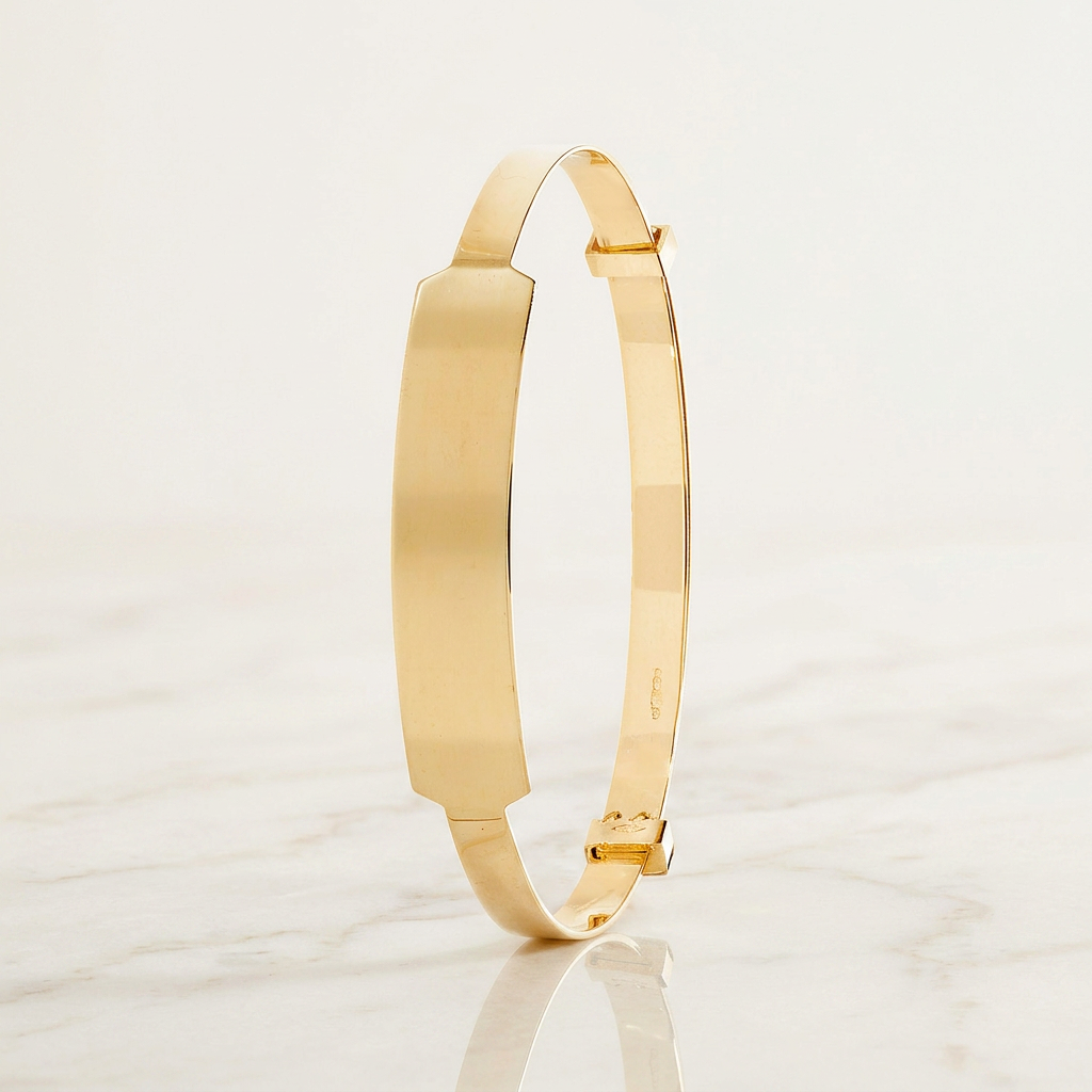 Baby ID Bangle Plain Wide Yellow Gold