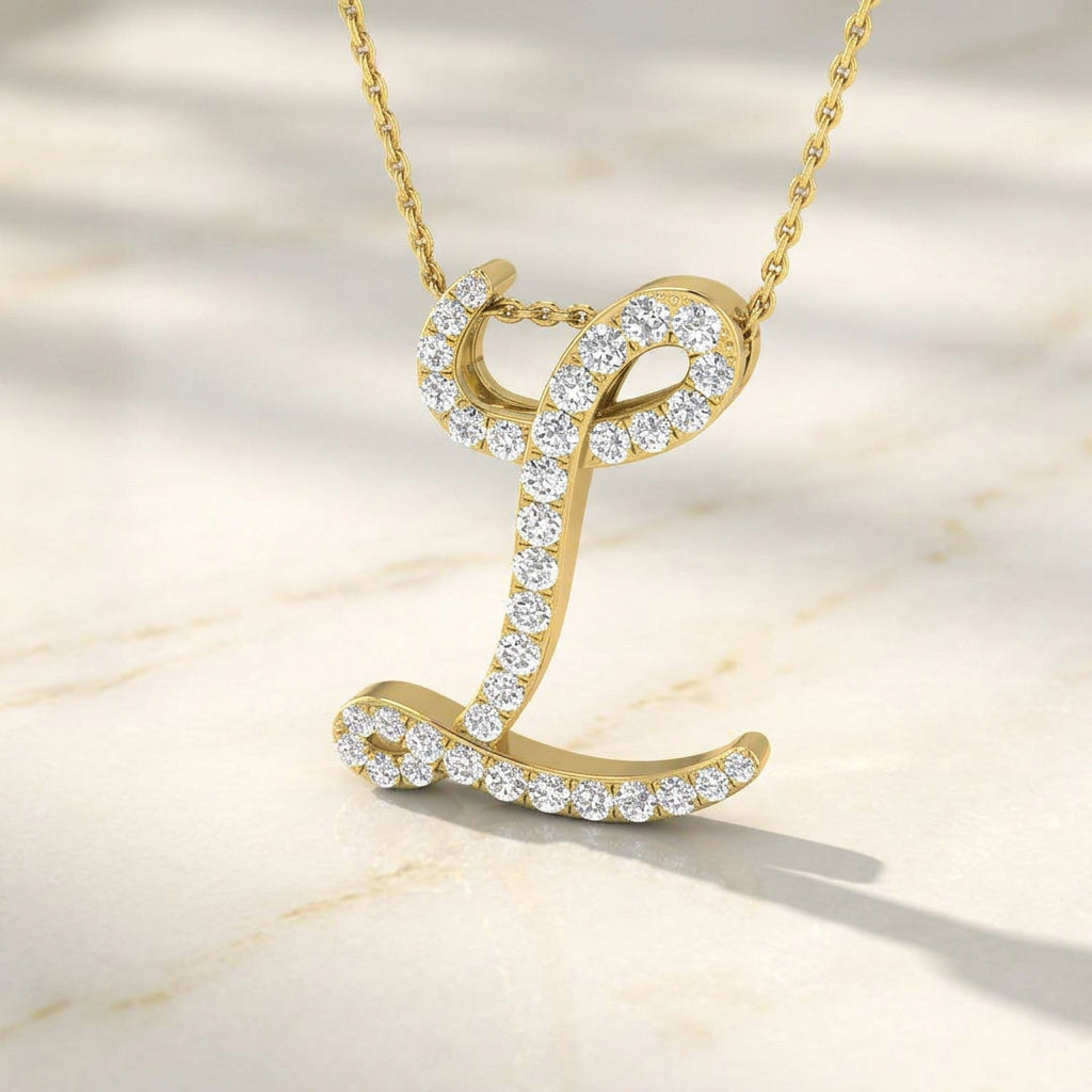 Yellow Gold Diamond Initial Pendant