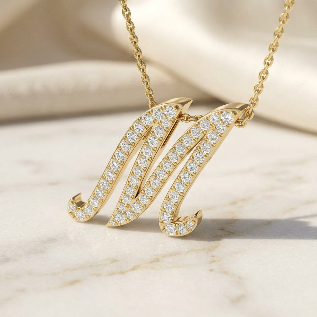 Yellow Gold Diamond Initial Pendant