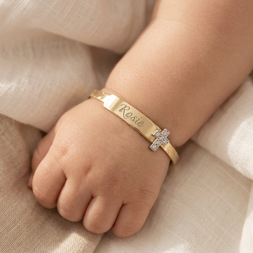 Baby ID Bangle with Cross Charm
