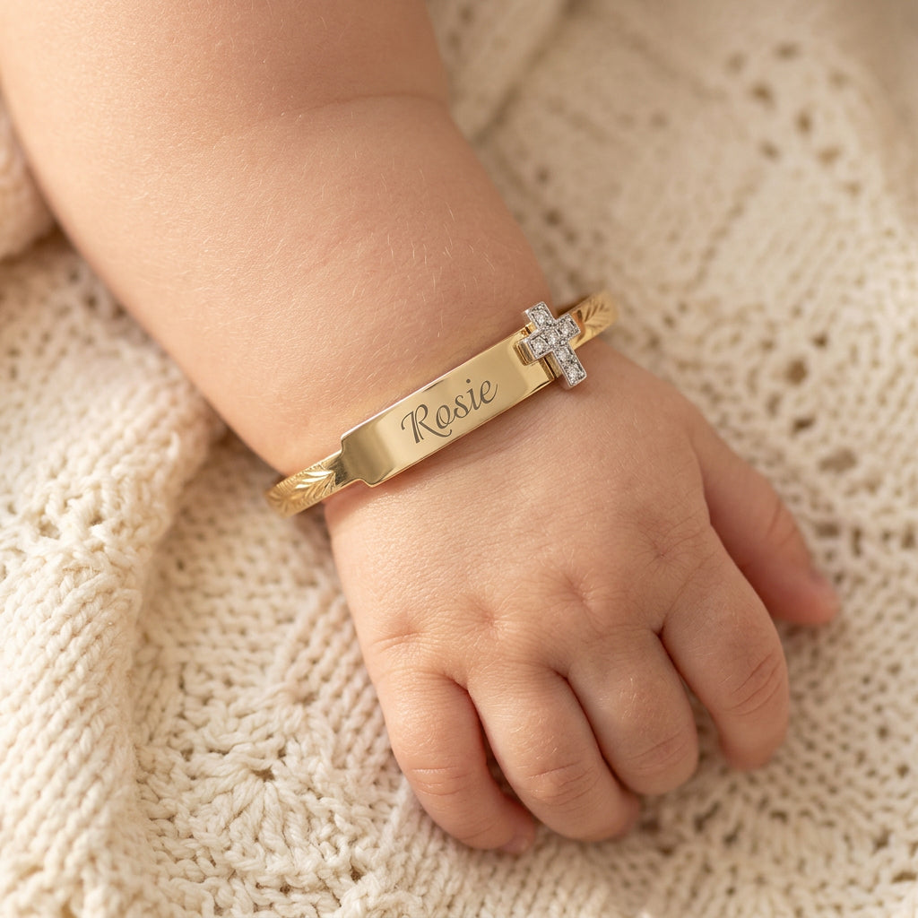 Baby ID Bangle with Cross Charm