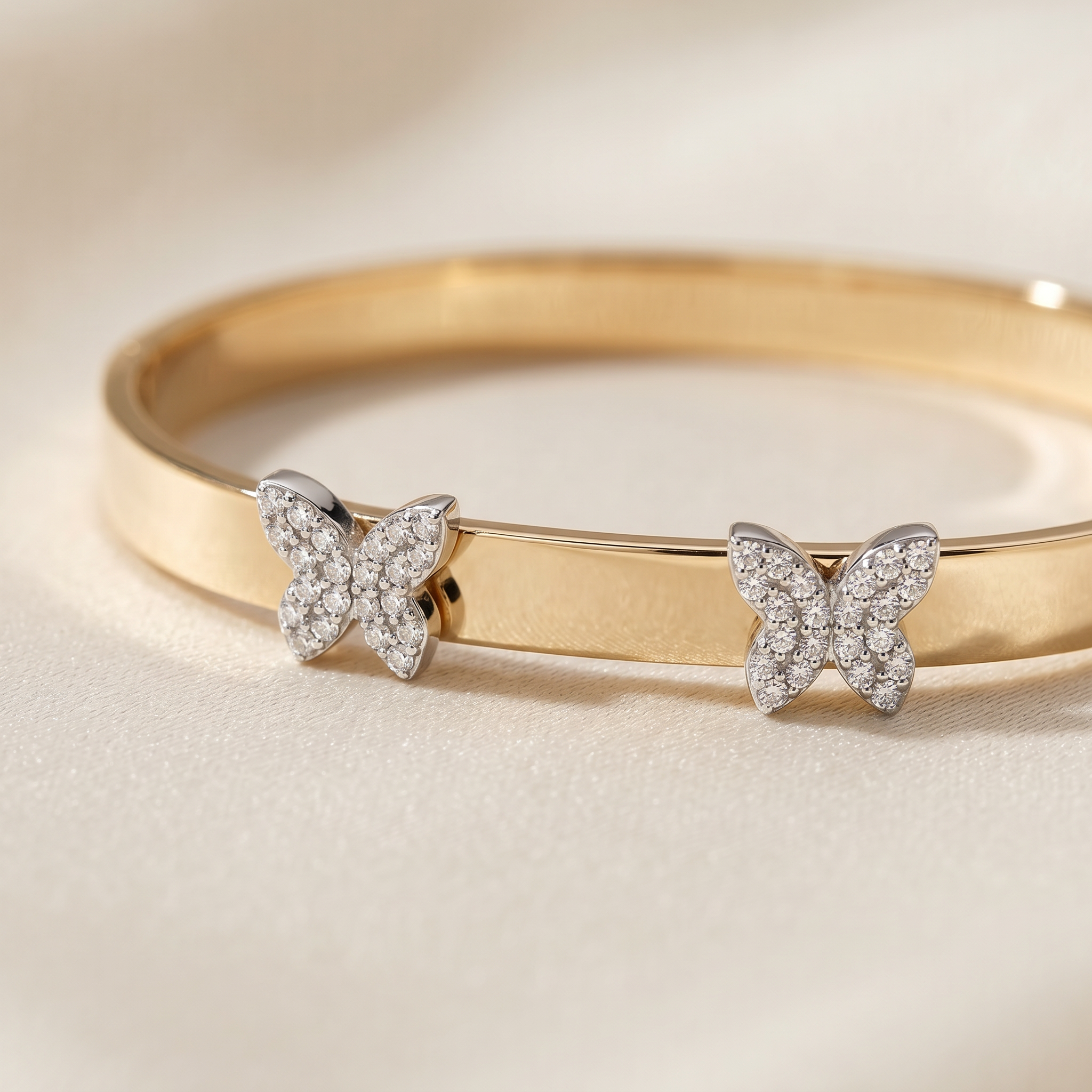 Baby Bangle Double Butterfly Yellow Gold