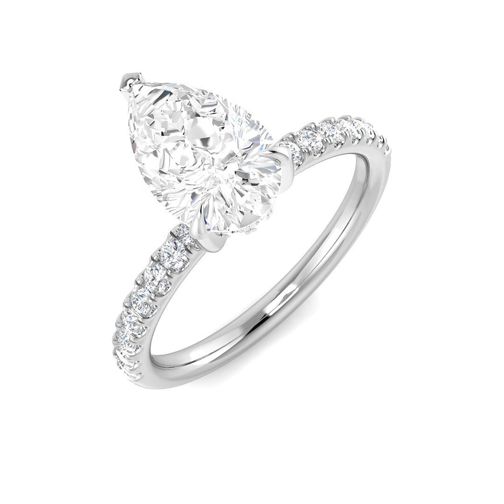 Pear Hidden Halo Ring