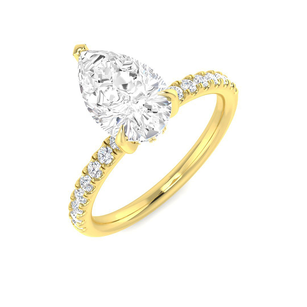 Pear Hidden Halo Ring