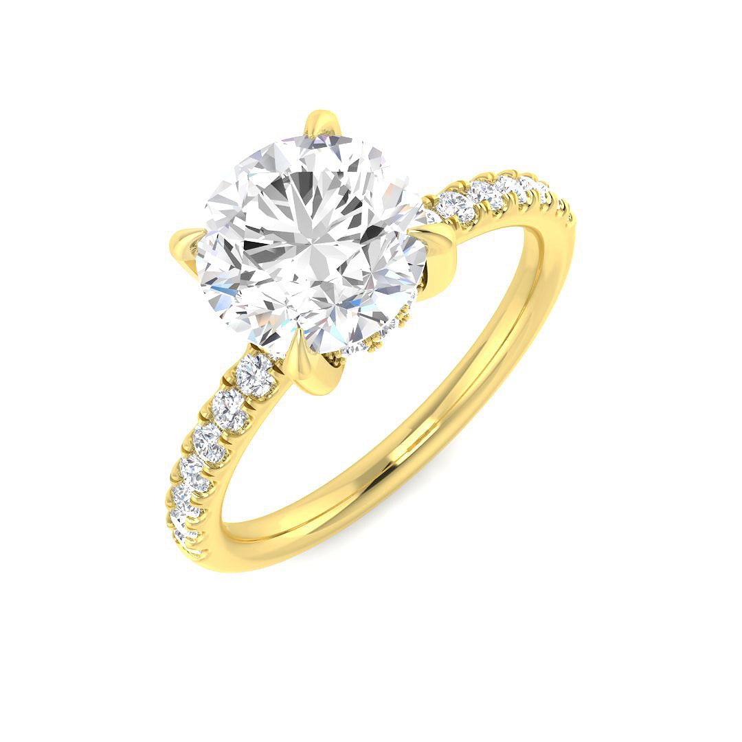 Round Hidden Halo Ring