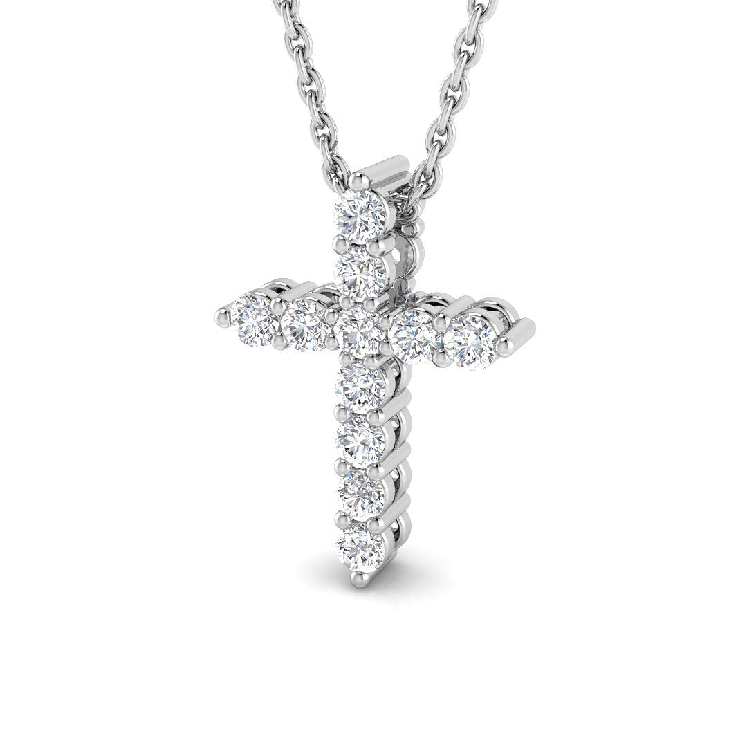 Breakfast at Tea Cross Pendant Necklace — White Gold Diamond Cross Pendant