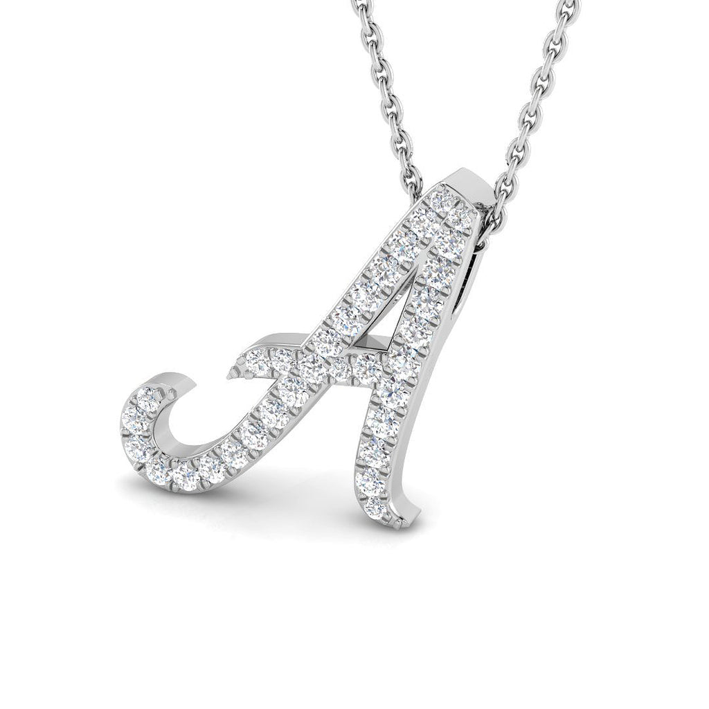 White Gold Diamond Initial Pendant