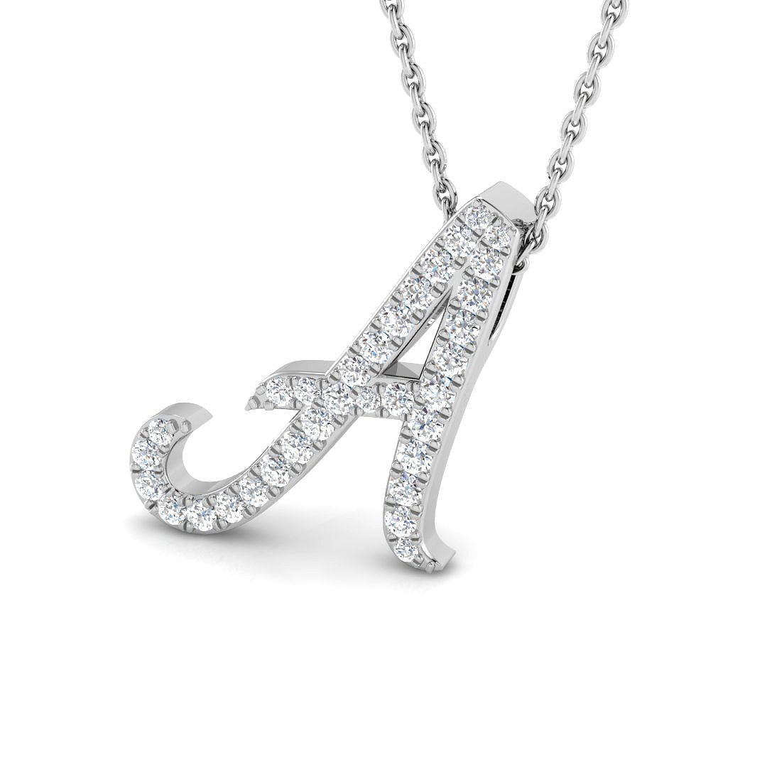 White Gold Diamond Initial Pendant