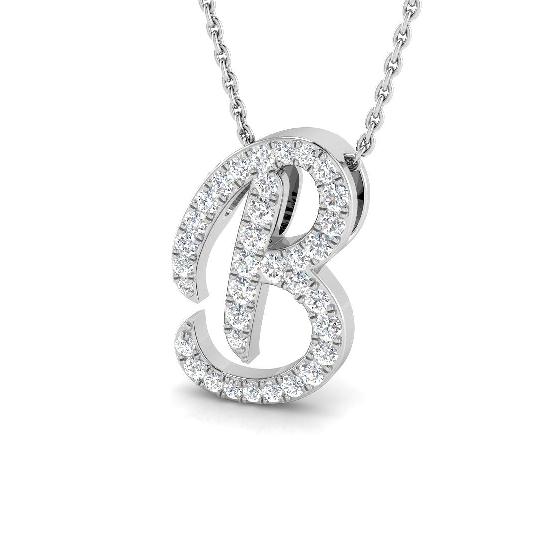 White Gold Diamond Initial Pendant
