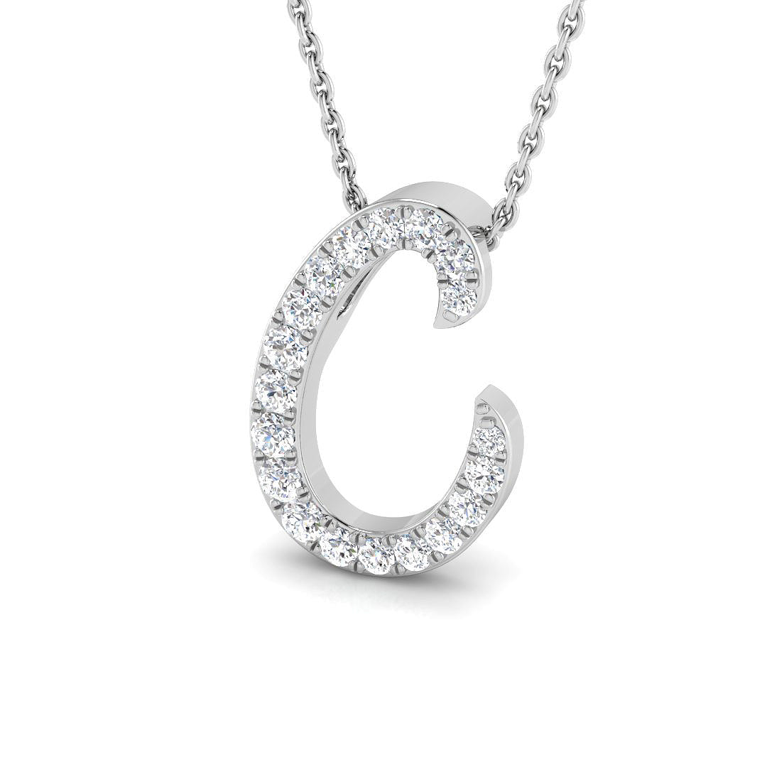 White Gold Diamond Initial Pendant