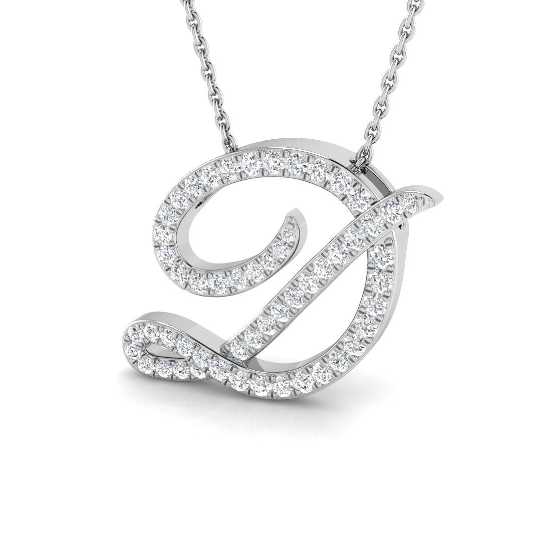 White Gold Diamond Initial Pendant
