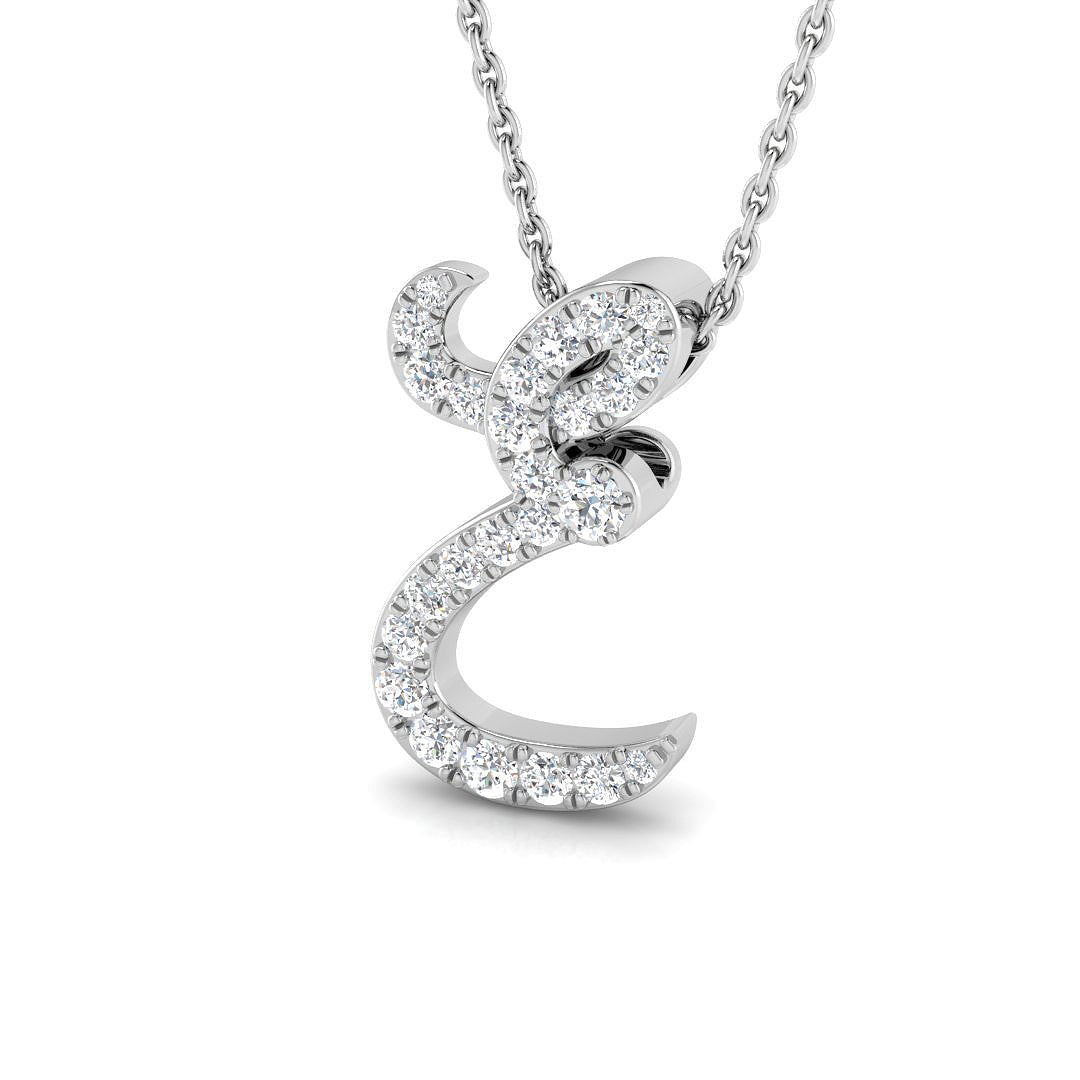 White Gold Diamond Initial Pendant
