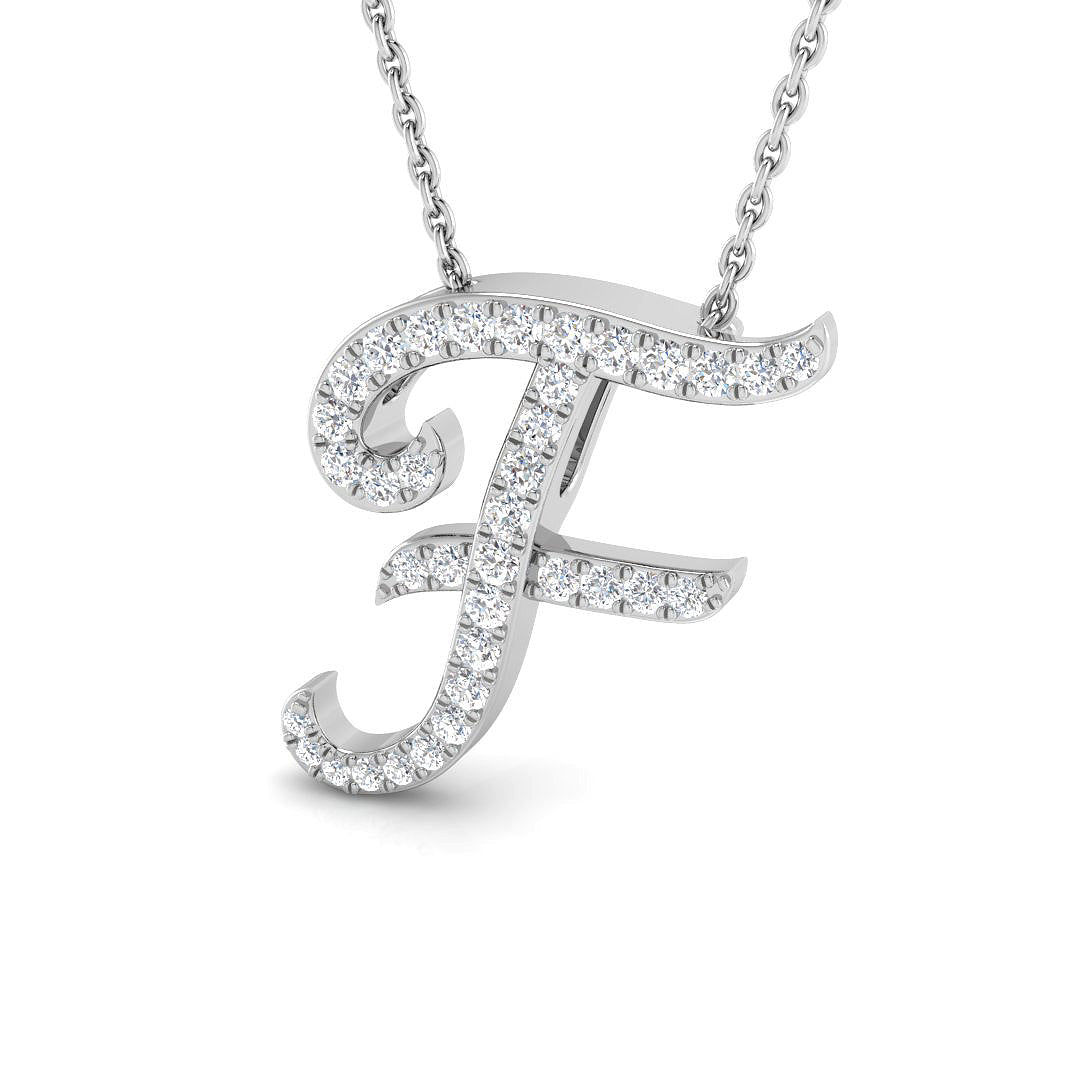 White Gold Diamond Initial Pendant