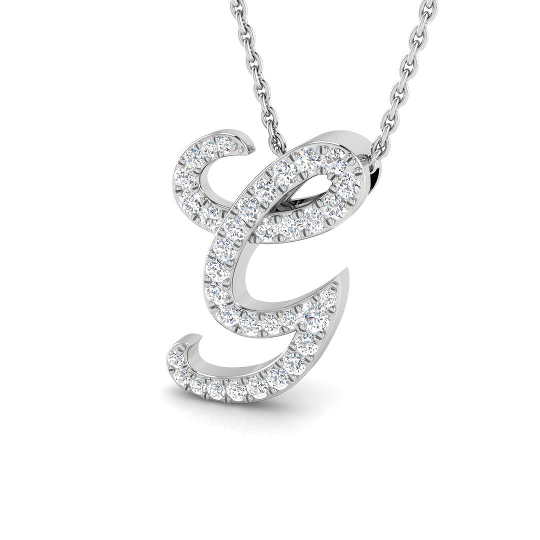 White Gold Diamond Initial Pendant