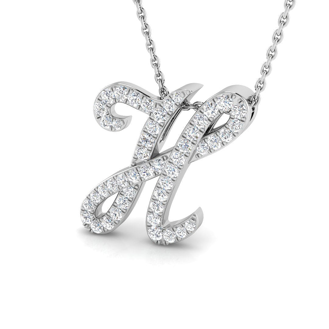 White Gold Diamond Initial Pendant