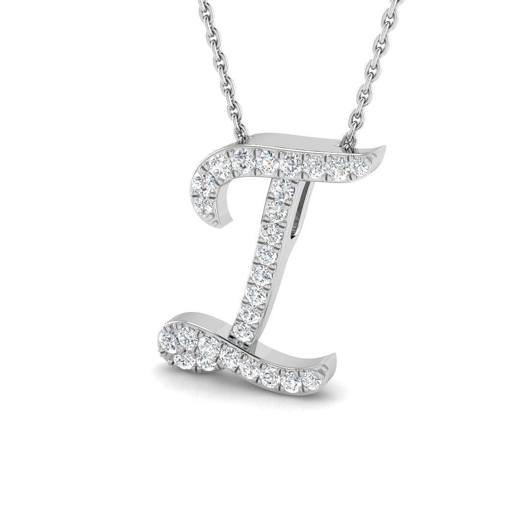 White Gold Diamond Initial Pendant