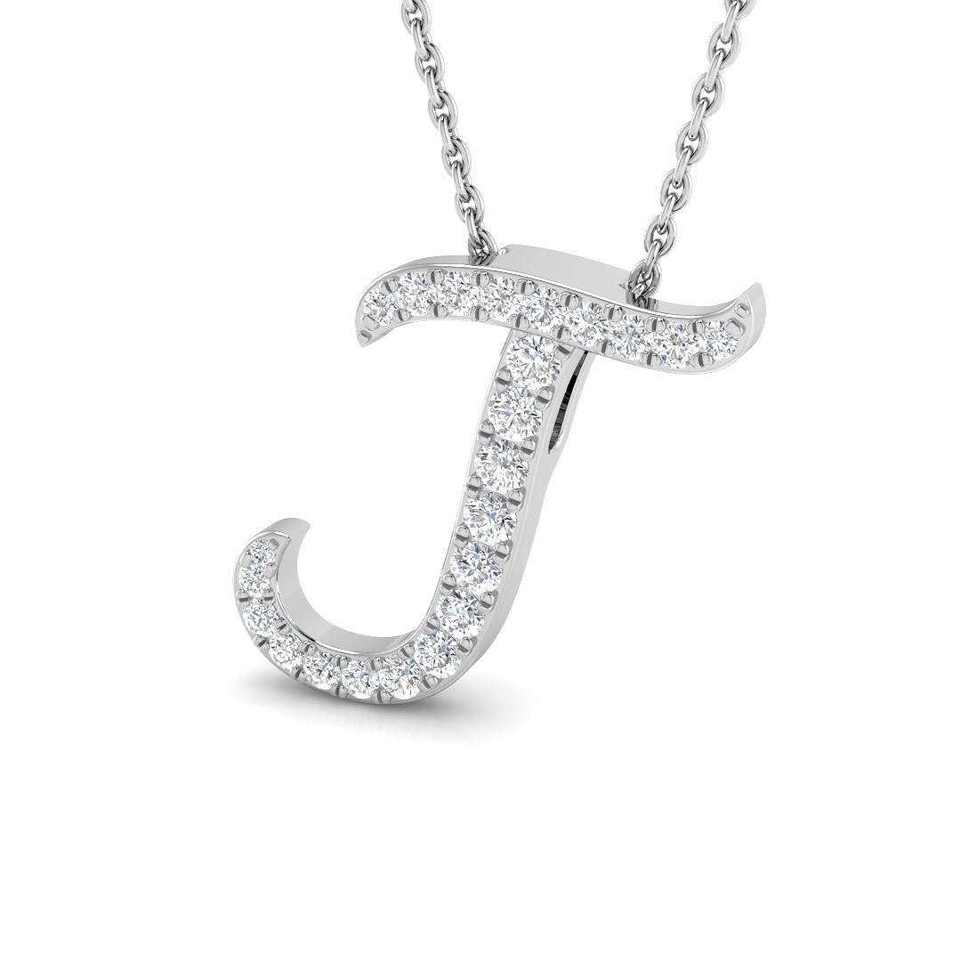 White Gold Diamond Initial Pendant