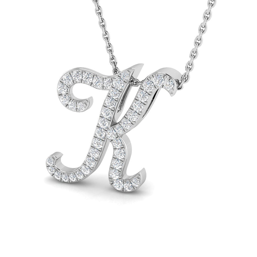 White Gold Diamond Initial Pendant