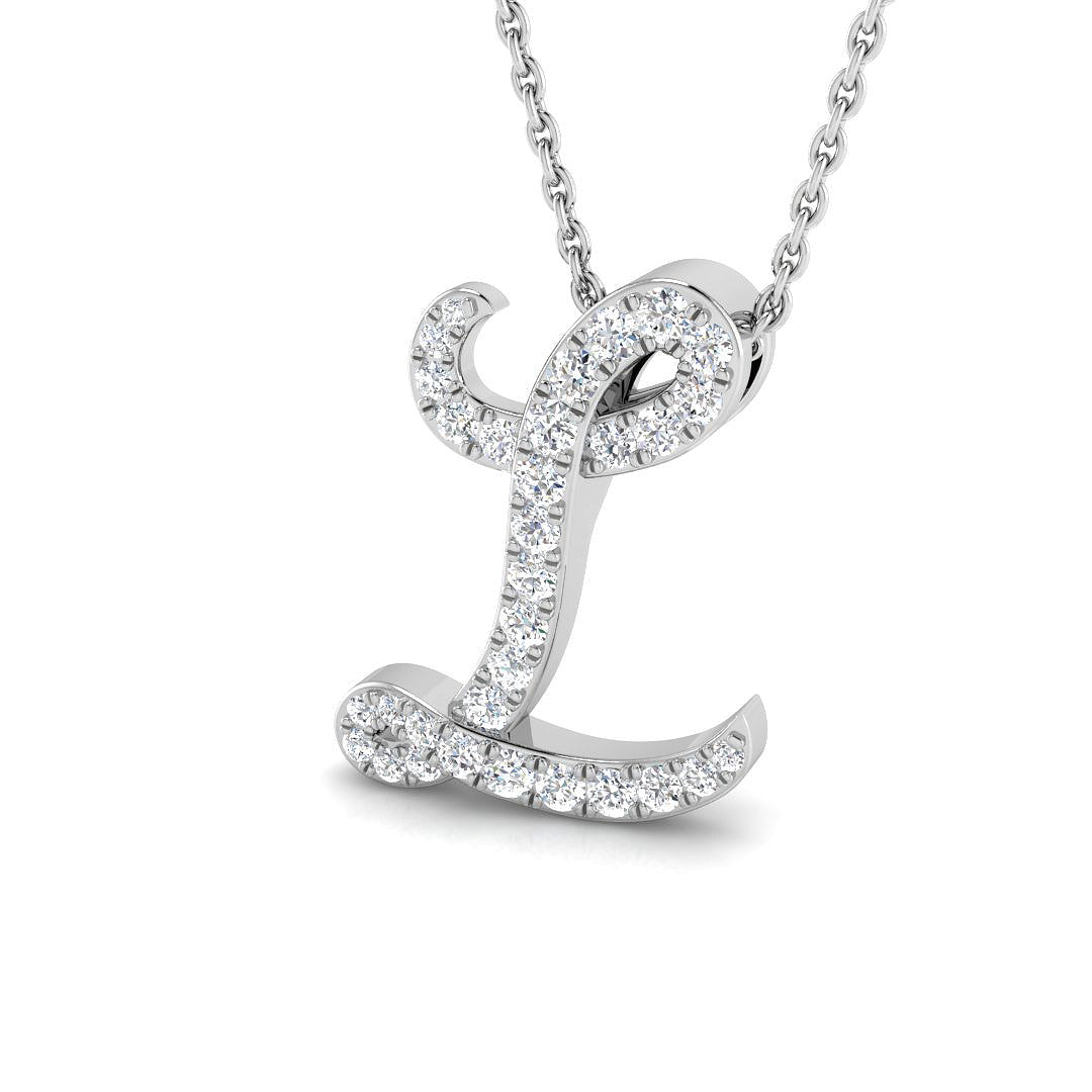 White Gold Diamond Initial Pendant