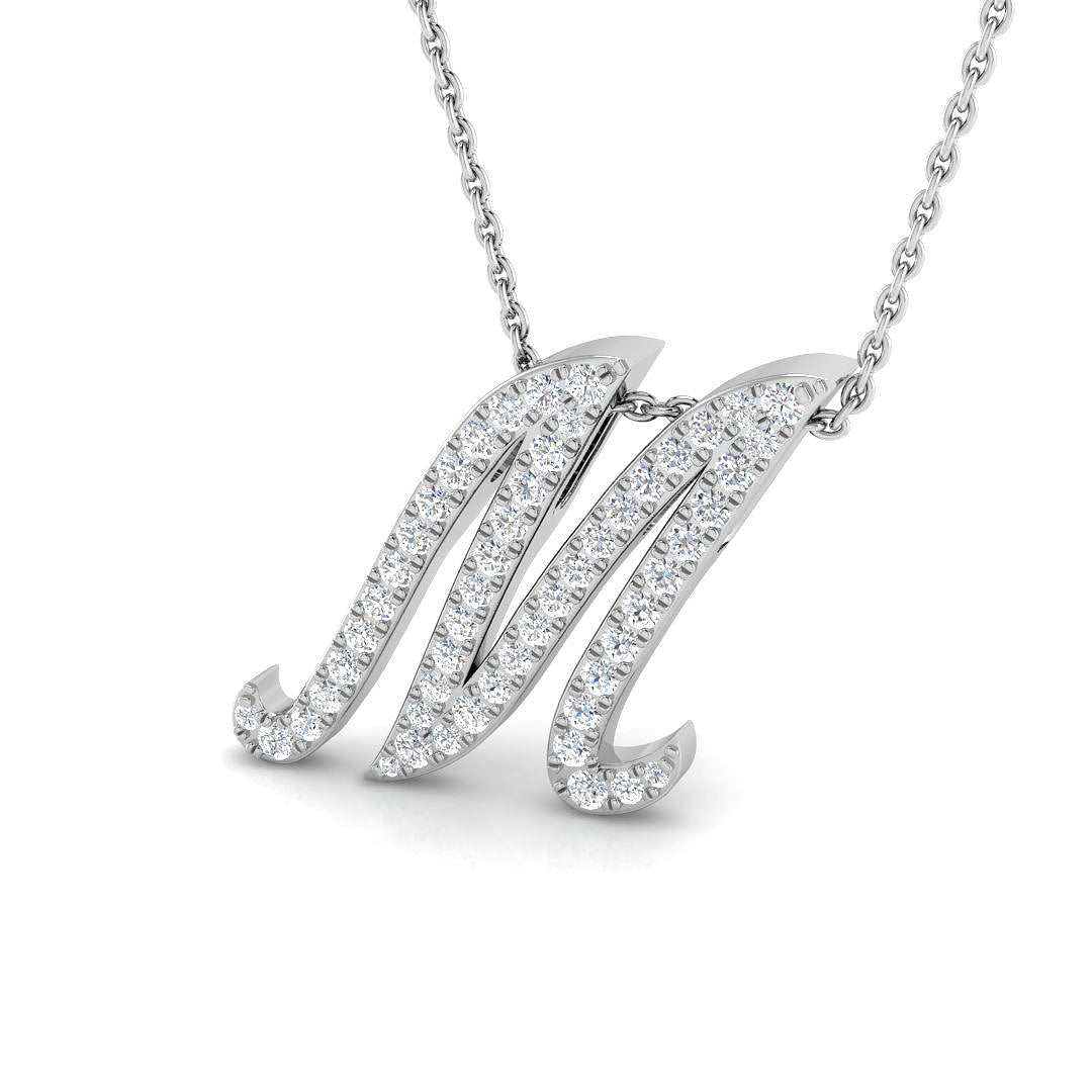 White Gold Diamond Initial Pendant