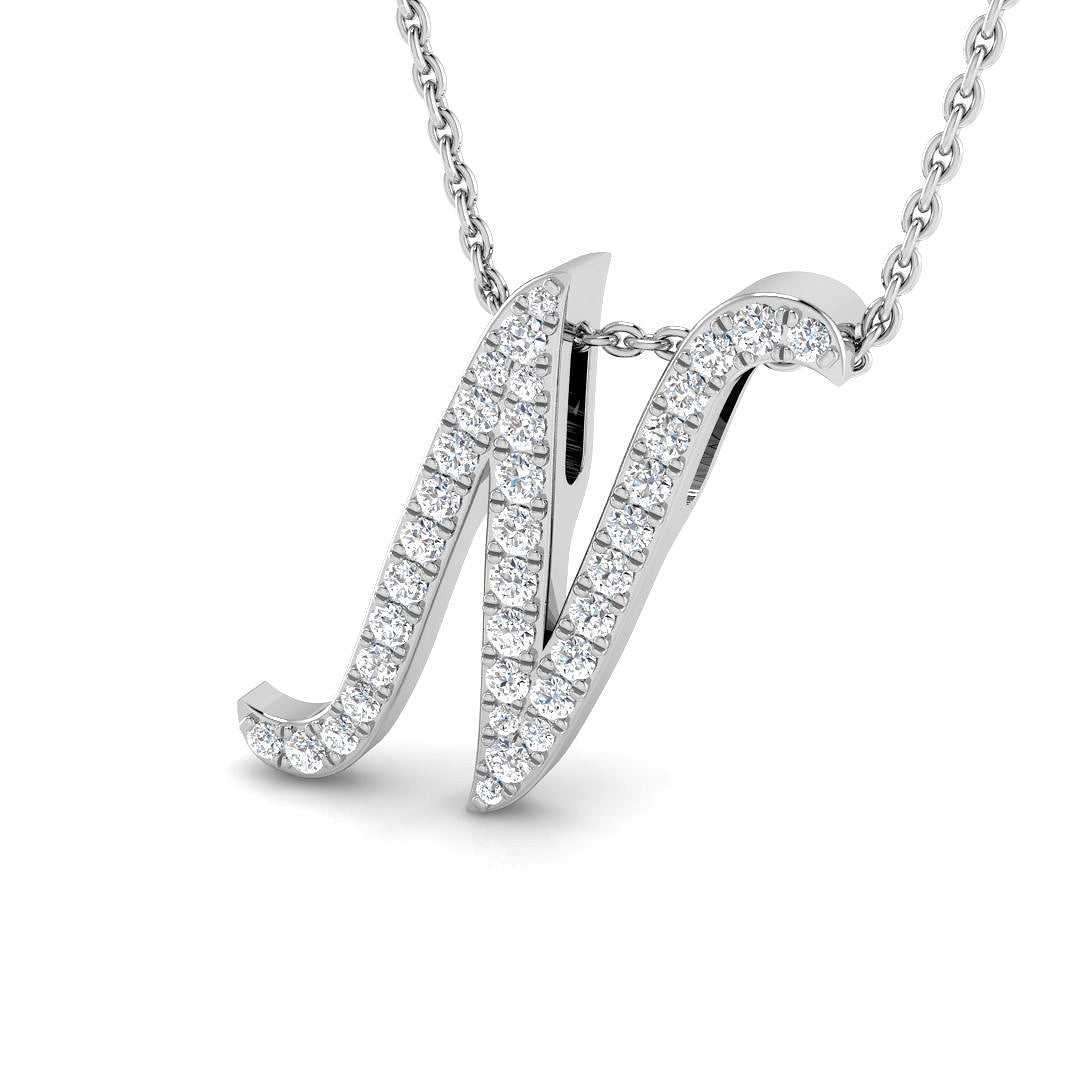 White Gold Diamond Initial Pendant