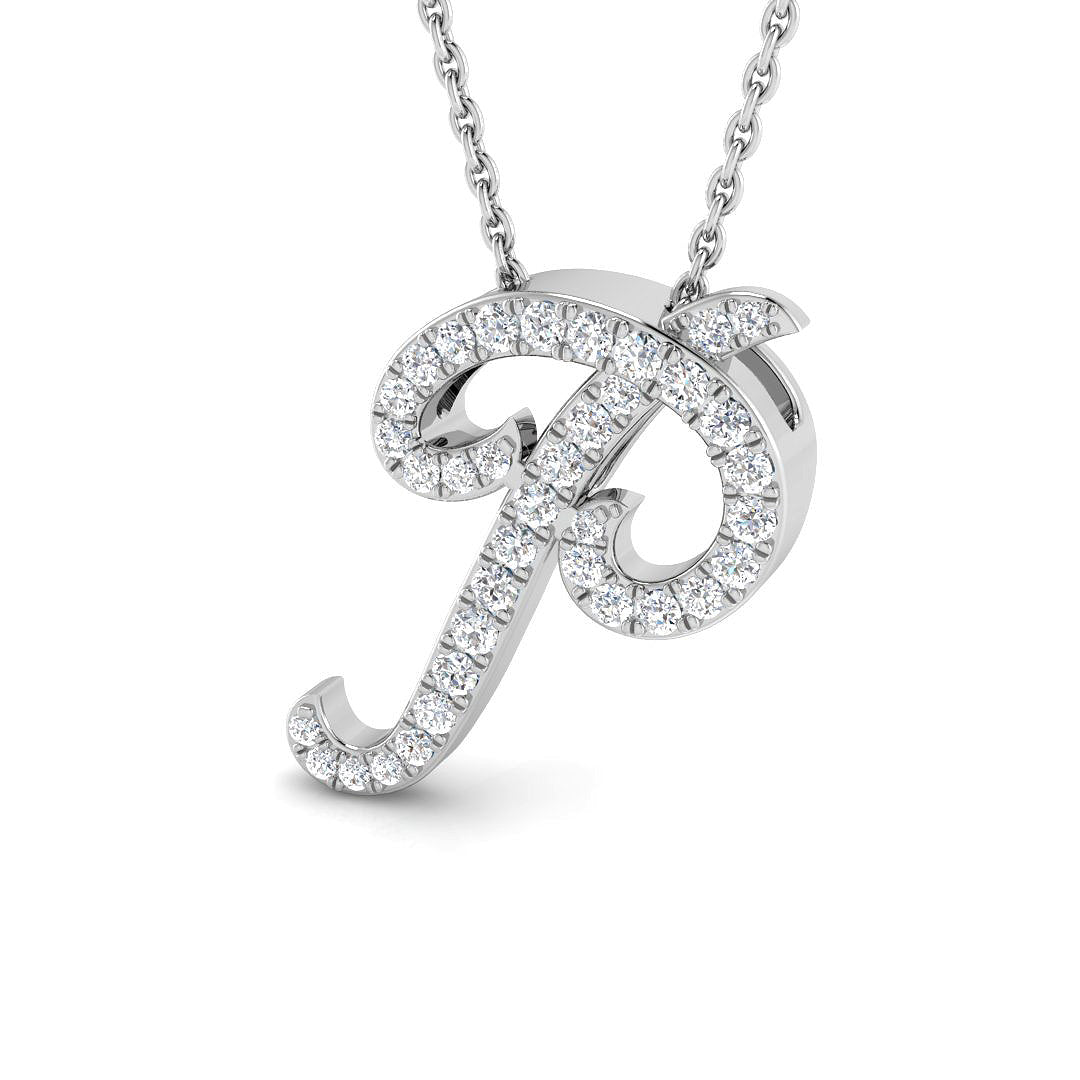 White Gold Diamond Initial Pendant