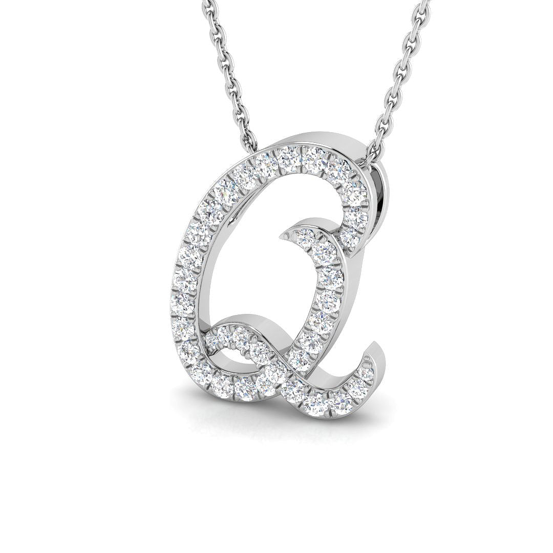 White Gold Diamond Initial Pendant