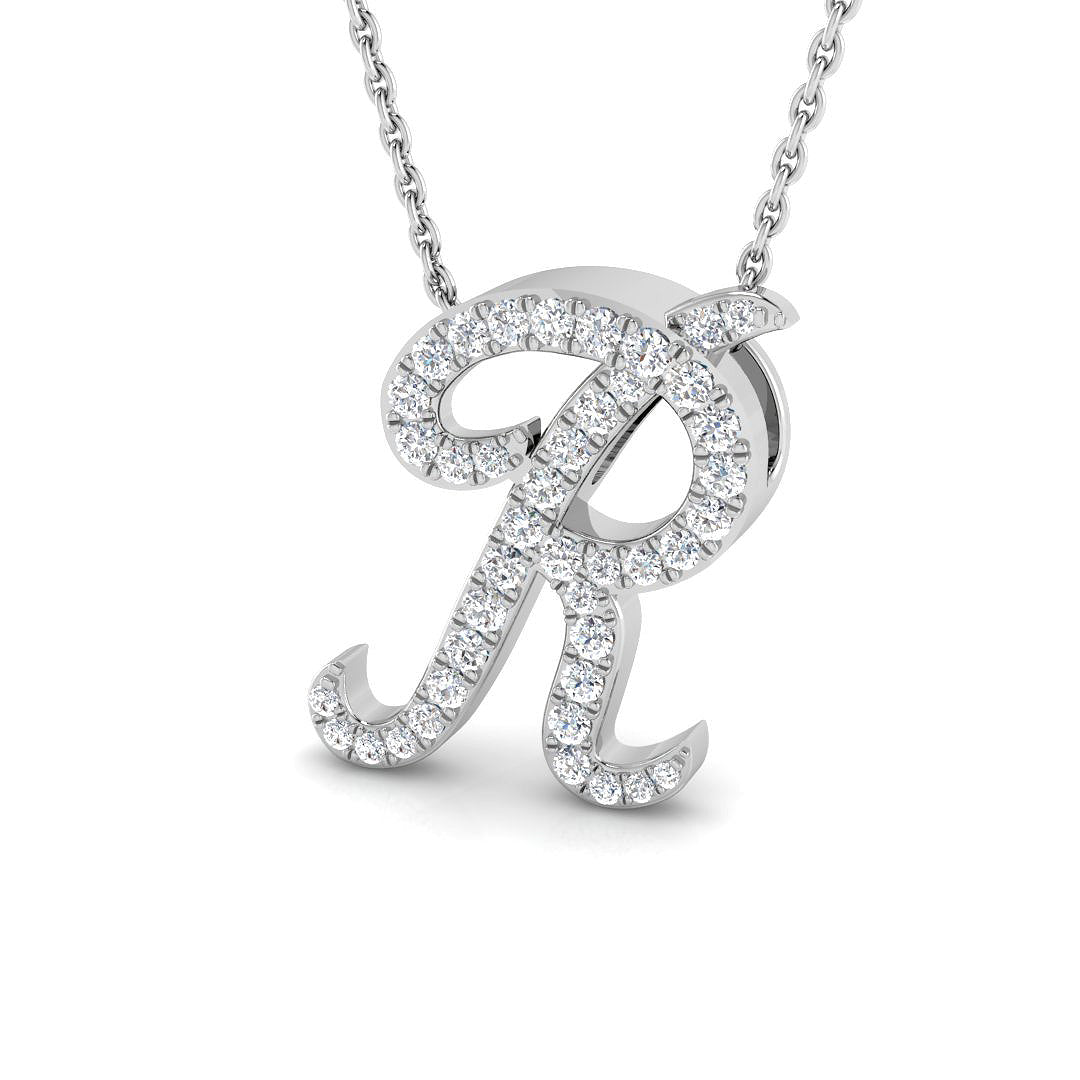 White Gold Diamond Initial Pendant