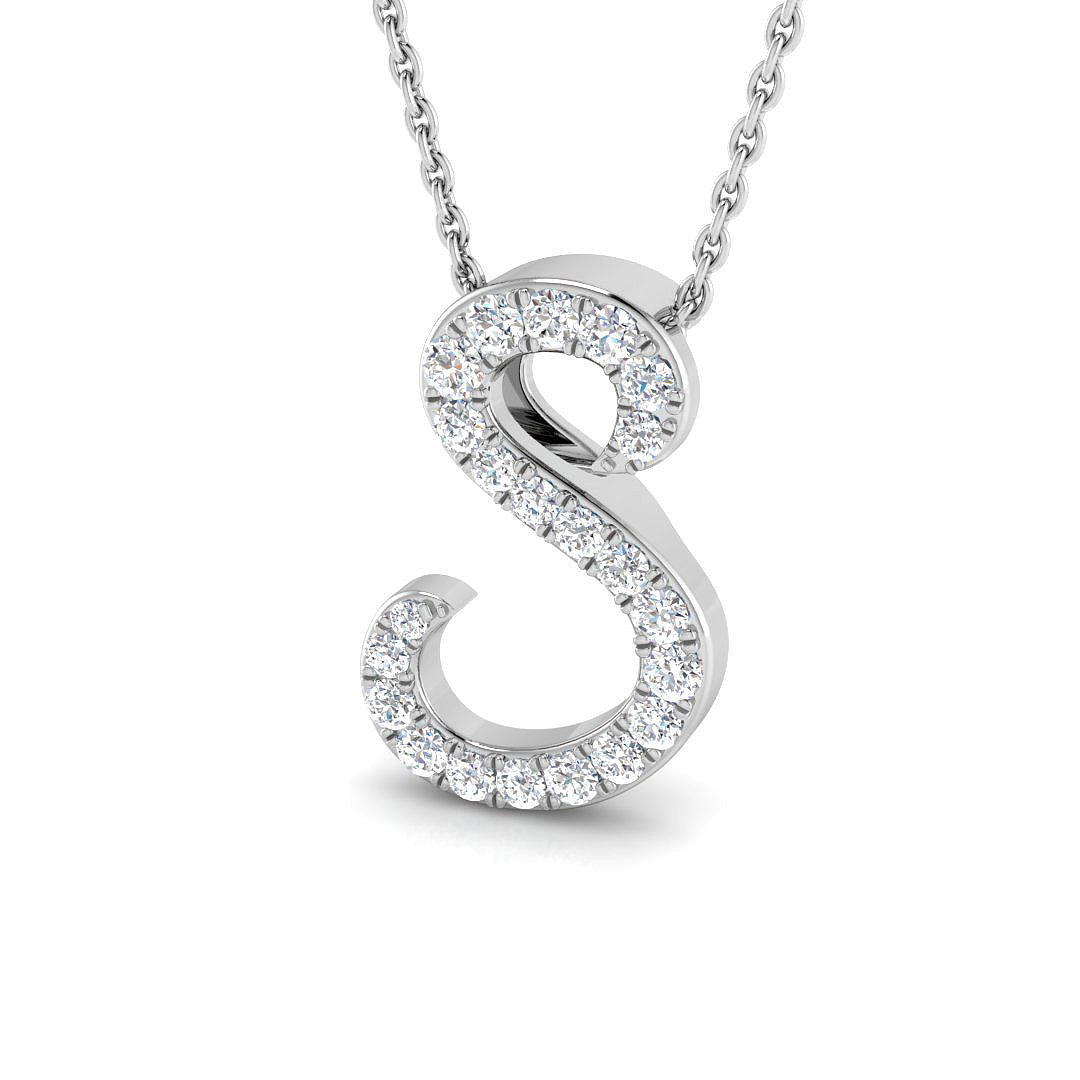 White Gold Diamond Initial Pendant