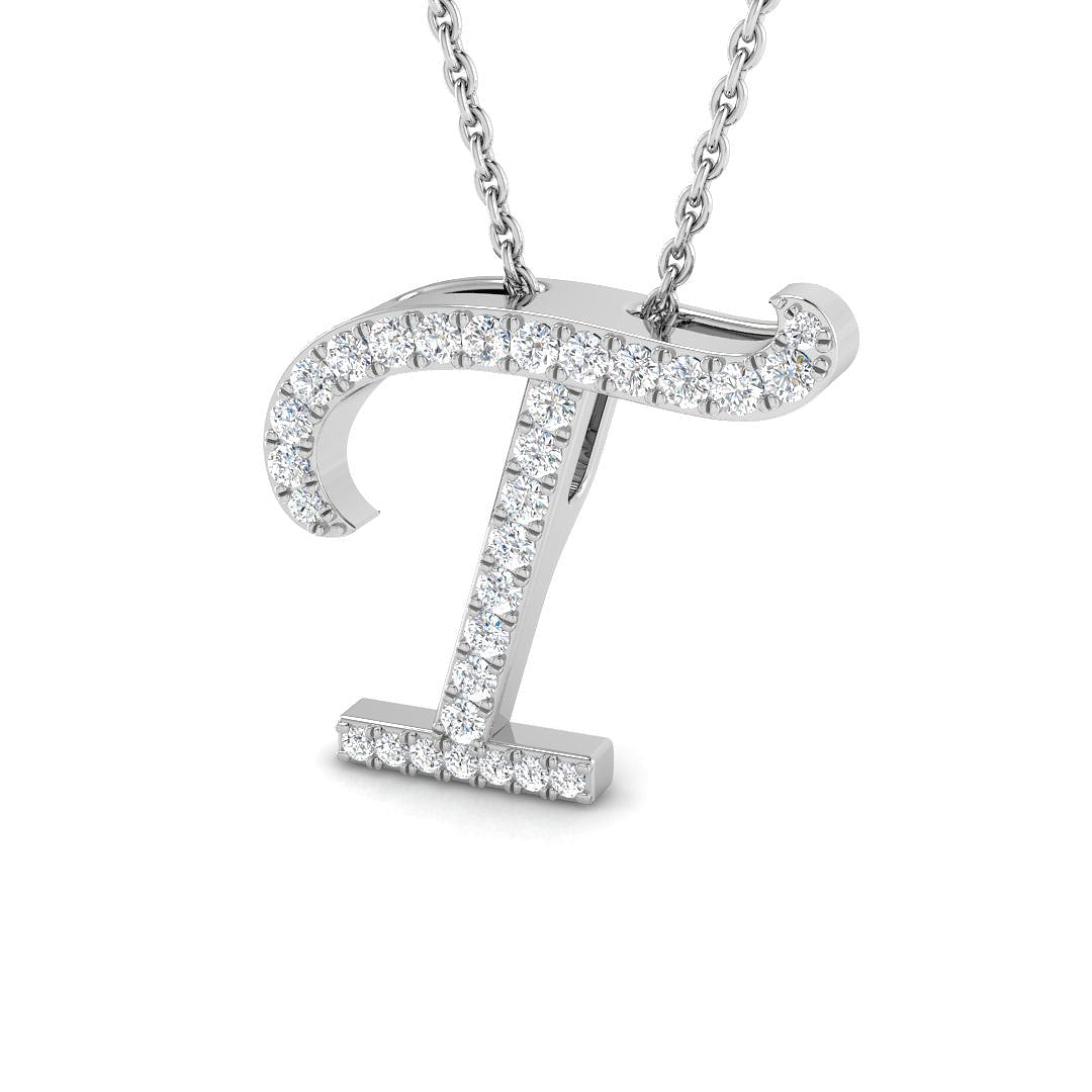 White Gold Diamond Initial Pendant