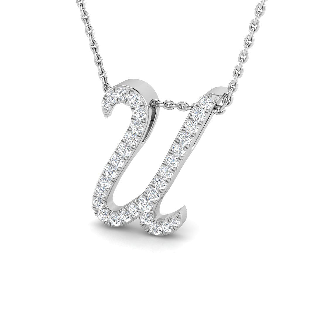 White Gold Diamond Initial Pendant